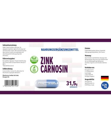 Hepatica Zinc L-Carnosine 120 Vegan Capsules | High Strength, Gluten & GMO Free | 3rd Party Lab Tested - Buy Online on GoSupps.com