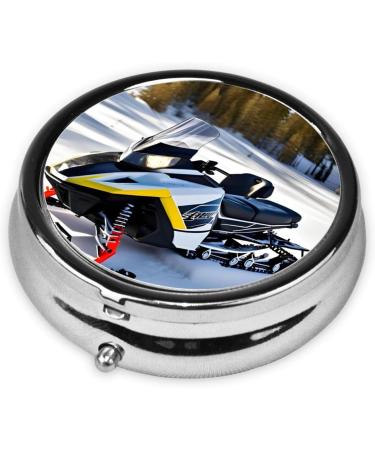 Advanced Snowmobile Round Pill Box | 3-Compartment Organizer | Portable Travel Pill Box for Easy Medication Travel - Buy Online on GoSupps.com