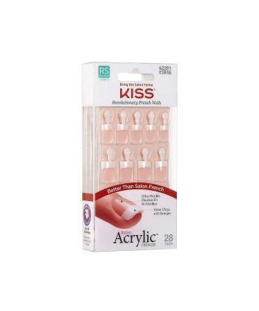 Kiss Salon Acrylic French 28 Nails (KSA06) - Professional Quality French Manicure Nails - Buy Online on GoSupps.com