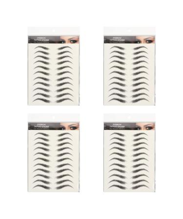 Lurrose Waterproof Eyebrow Tattoos Stickers 4 Sheets Hair- Eyebrow Transfers Stickers 6D Imitation Eyebrows False Eyebrows Tattoos for Women (Black)