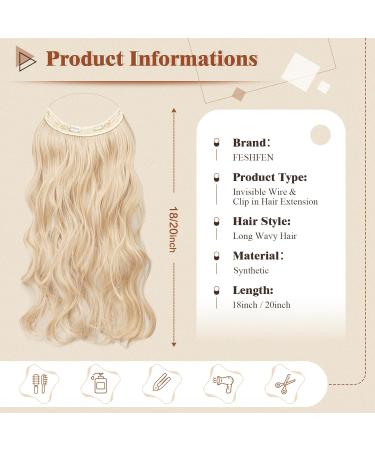 Feshfen Invisible Hair Extensions - Honey Blonde & Platinum Blonde Adjustable Curly 50cm - Perfect for Women - Buy Online on GoSupps.com