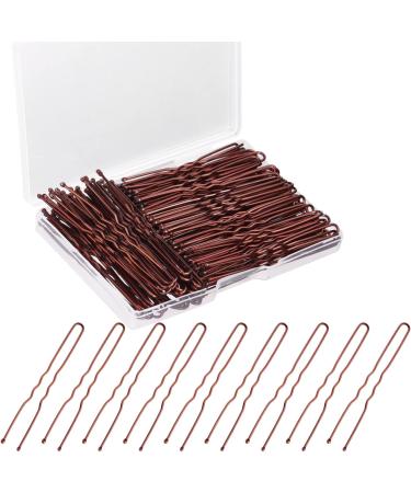 NEBURORA 100Pcs Hair Pins 2.4 Inches U Shaped Bobby Bun Pin for Women Girls Hairdressing Salon  Brown