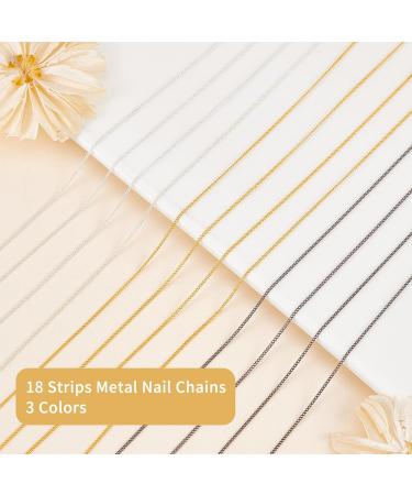 NICENEEDED 18 Strips Metal Nail Art Chains Nail Jewelry Chains Alloy Nail Chains Punk Nail Charms Nail Ornaments Nail Jewels Nail Art Studs for Nail Decoration - Buy Online on GoSupps.com