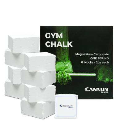Cannon Sports White Gym Chalk for Athletes, Magnesium Carbonate for Weightlifting, Gymnastics & Rock Climbing Chalk Blocks (8 - 2oz)