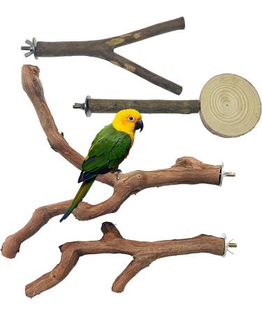 Allazon Bird Toys - 4 Natural Wood Perches & Swing Sets for Parrots | Durable & Safe Bird Accessories - Buy Online on GoSupps.com