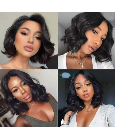 10A Brazilian Body Wave Virgin Hair Bundles with Closure | Wet N Wavy Short Bob 3 Bundles + Closure | Middle T Part | 10 10 10 + 10 | 50g/Bundles - Buy Online on GoSupps.com
