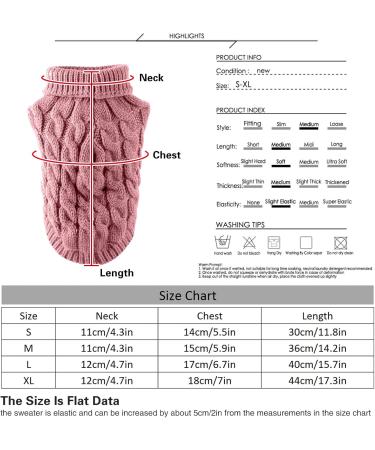 Cozy Dog Roll Collar Sweater - Pink Winter Coat for Small Medium & Large Dogs | Thick Knitting for Pets & Cats - Size M - Buy Online on GoSupps.com