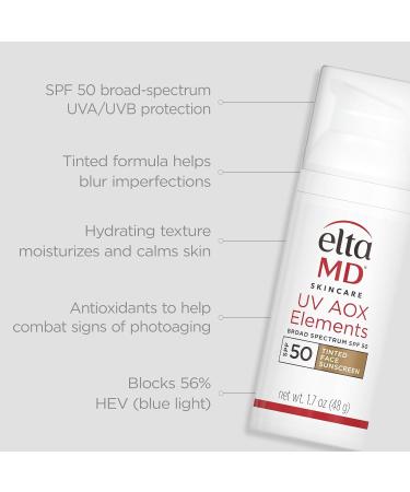EltaMD UV Elements SPF 44 Tinted Moisturizer | Mineral Sunscreen for Dry Skin | Oil-Free Face Moisturizer | Dermatologist Recommended | 2.0 oz - Buy Online on GoSupps.com