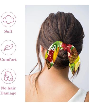 6 Pieces Hair Scrunchies Soft Scarves Scrunchies Elastic Hair Bands Bow Hair Ties Rabbit Ears Scrunchy Ponytail Holder Hair Accessories for Women Girls Tropical Sliced Fruits Pineapple Lemon Painted Multi-colored 03 - Buy Online on GoSupps.com