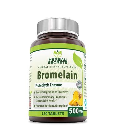 Herbal Secrets Bromelain 500 Mg 120 Tablets (Non-GMO)- Proteolytic Enzyme* Anti-Inflammatory Properties* Support Joint Health* Promotes Nutrient Absorption* 120 Count (Pack of 1)