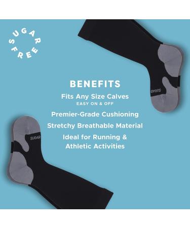 Sugar Free Sox Extra Wide Compression Socks - Premium Padded Footbed 15-20 mmHg for All Calf Sizes (1 Pair) - International Shipping Available - Buy Online on GoSupps.com