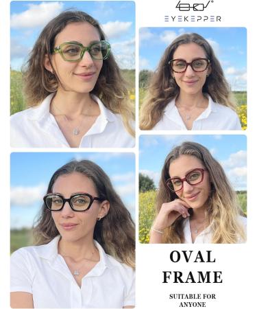 Eyekepper 4-Pack Blue Light Blocking Reading Glasses for Women - Oval Lens +4.0 Strength - Buy Online on GoSupps.com