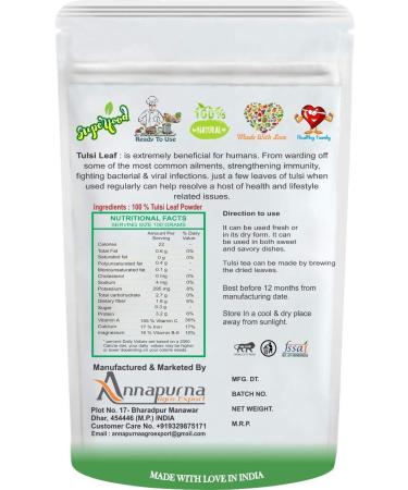 HDN Tulsi Leaf Powder/Holy Basil Leaf Powder - 100 GM by B Naturall - Buy Online on GoSupps.com