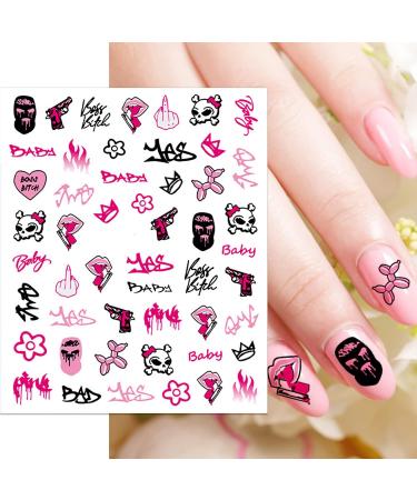 DANNEASY Graffiti Nail Art Stickers - 12 Sheets Self Adhesive Decals for Manicure & Nail Decoration - Street Punk Design for Women, Kids, Girls - Buy Online on GoSupps.com