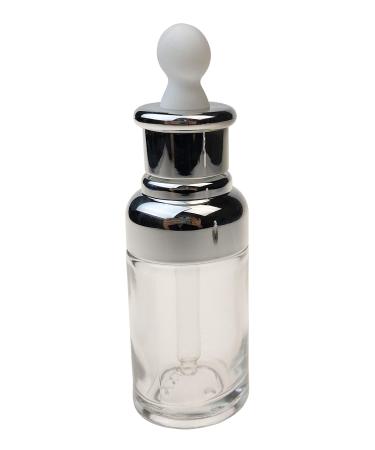 50ml refillable clear glass bottle of essential oil elite fluid cosmetics jar pot container bottle with glass pipette eye dropper 50ml silver