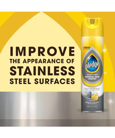 Pledge Expert Care Stainless Steel Cleaner Aerosol Spray - Lemon Scent 9.7 oz | Superior Shine & Protection for Your Home - Buy Online on GoSupps.com