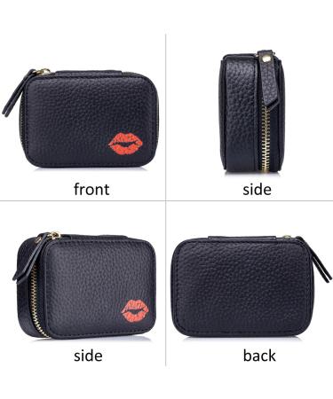 Shop Aileder Mini Lipstick Case with Mirror - Real Leather Travel Makeup Bag for Women & Girls - Stylish Black Cosmetic Storage - Buy Online on GoSupps.com