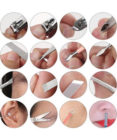 Jiklophg Manicure Kit 16 Pieces Spoon Ear Stainless Steel Nail Clippers Travel Manicure Scissors for Nails - Buy Online on GoSupps.com
