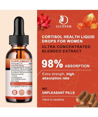 LUCNVEM Cortisol Supplement for Women Cortisol Reducer Detox Manager Ashwagandha/Rhodiola Rosea/Magnesium Complex for Mood/Focus & Sleep Maintain Healthy Cortisol Level- 30 Day Vegan Supply - Buy Online on GoSupps.com