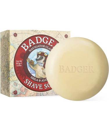 Badger Shaving Soap Puck - Aloe Vera & Coconut Oil with Bergamot Essential Oil - Men's Natural Shave Soap - 3.15 oz Bar - Buy Online on GoSupps.com