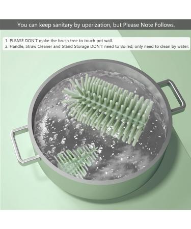 Bebamour 3-in-1 Stand Baby Bottle Brush Set - Soft Teat and Straw Cleaner - Green - Buy Online on GoSupps.com