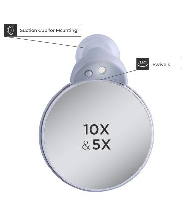 Zadro Dual-Sided 10X/5X Magnification LED Lighted Compact Travel Makeup Mirror - Gray/White - Buy Online on GoSupps.com