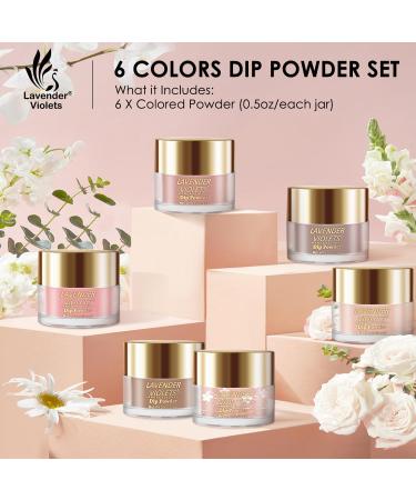 Lavender Violets 14g x 6 Colors Dip Powder Set for Nude Pink Cream Beige Nail Art - J204 - Buy Online on GoSupps.com