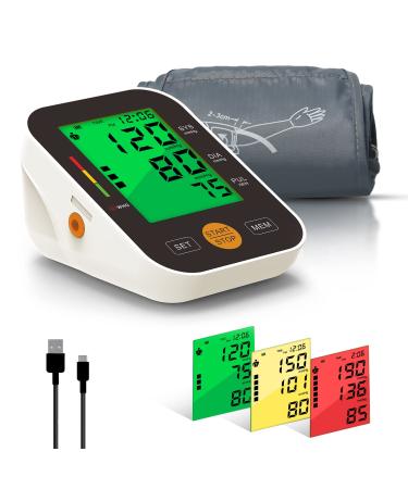 GreatPro Blood Pressure Monitor, Automatic Blood Pressure Monitor Upper arm with 4.2'' Large Display/3 Color Backlit/Voice Broadcast/ 22-42cm Wide Cuff /2 Users, Upper Arm Blood Pressure Machine Black