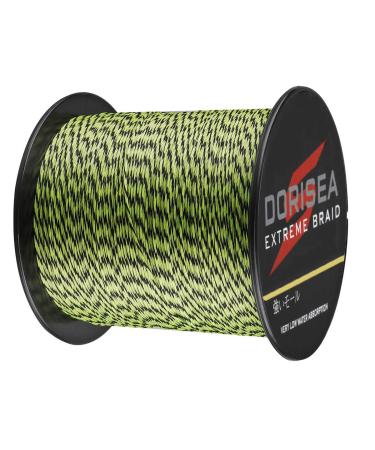 Dorisea Extreme Braid 100% PE 300 m braided fishing line 2.7 250 kg test fishing wire fishing line abrasion-resistant incredible superline zero stretch small diameter neon green & black 20lb/0.20mm