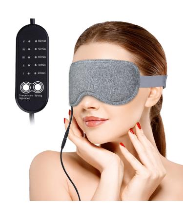 ingeware Heated Eye Mask for Dry Eyes  USB Electric Heating Eye Mask Eye Heating Pad with Temperature & Timer Control Warm Eye Compress for Blepharitis  Dry Eyes  MGD  Puffiness (Light Grey)