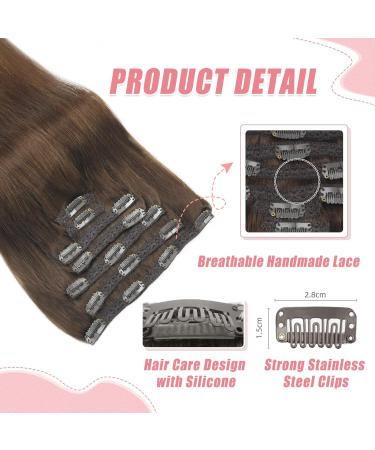 Vlasy Seamless Clip in Hair Extensions 12 Inch 6# Brown - 7 Pieces Natural Thick Human Hair Extensions for Women - 60g - Buy Online on GoSupps.com