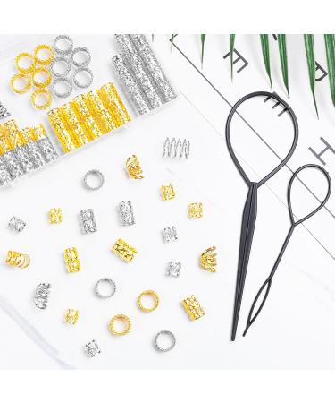 Melliex 70 Pieces Dreadlocks Jewelry - Aluminum Hair Rings for Braids Adjustable Woven Hair Accessories for Men & Women - Silver & Gold - Buy Online on GoSupps.com