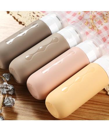 Gemice Portable Travel Bottle 4 Pack Silicone Travel Containers Set LeakProof Refillable Squeezable for Lotion Liquid Shampoos Soap and Toiletries (90ml) Apricot - Buy Online on GoSupps.com