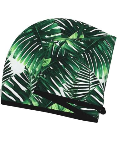 Tropical Palm Banana Leaves Coral Velvet Hair Cap with Buttons - Dry Curly Long & Thick Hair Anti Frizz Black - Buy Online on GoSupps.com