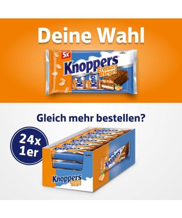 Knoppers Peanut Bar - 200g Waffle with Milk & Peanut Cream Chopped Peanuts & Caramel - 5 Delicious Bars - Buy Online on GoSupps.com