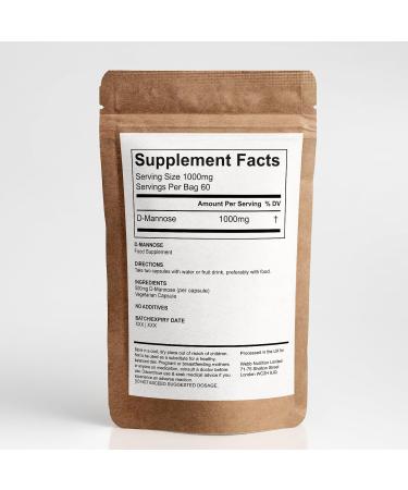 D-Mannose Capsules 1000mg - UTI and Cystitis Support - 120 Capsules (No Additives) - Buy Online on GoSupps.com