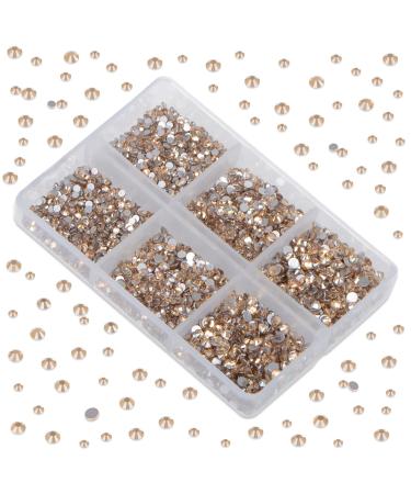 Buy LPBeads 6000 Pieces Champagne Non Hotfix Rhinestones - 6 Sizes Round Crystal Glass Flat Back Includes Tweezers & Picking Pen for Nail Art & DIY Crafts - Buy Online on GoSupps.com