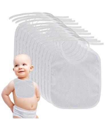 ALAHUGYEF Baby White Bibs for Painting Bibs 12 Pcs Waterproof Cotton Baby Bibs for Boys Girls Baby Dribble Bibs Drool Bibs Burping Bibs for Feeding Teething Baby Shower Party Gifts