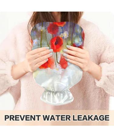 NAANLE 2L Hot Water Bottle with Lid - Transparent Poppy Seed Flower Design for Menstrual Cramps Pain Relief & Heat Therapy - Buy Online on GoSupps.com