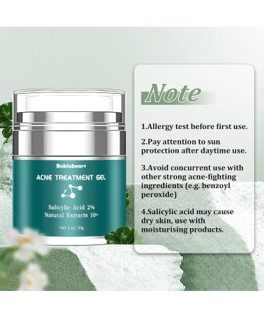 Bablabear 2% Salicylic Acid Acne Treatment Cream for Face Back/Butt/Body Spot Treatment for Pimples Face Blemishes Blackheads Oil Control Ingredients are Natural Suitable for Teenagers/Women/Men(30g) - Buy Online on GoSupps.com