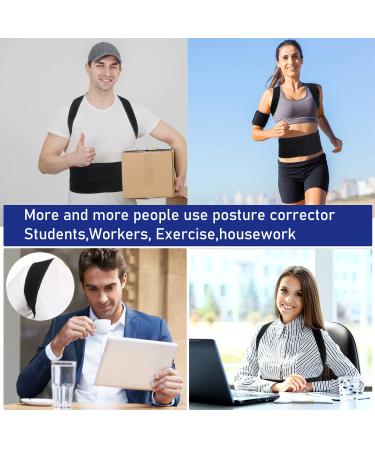 KLEUET Full Back Brace and Posture Corrector for Men and Women - Adjustable and Breathable for Improved Posture and Pain Relief - Size M(30-35) - Buy Online on GoSupps.com