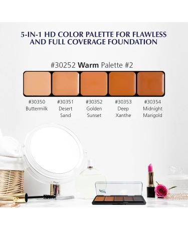 Graftobian HD Glamour Cr me Foundation Palette - Highlight & Contour Light | 5 Color Cream Makeup Palette for Full Coverage and Definition - Light Skin Tones - Buy Online on GoSupps.com
