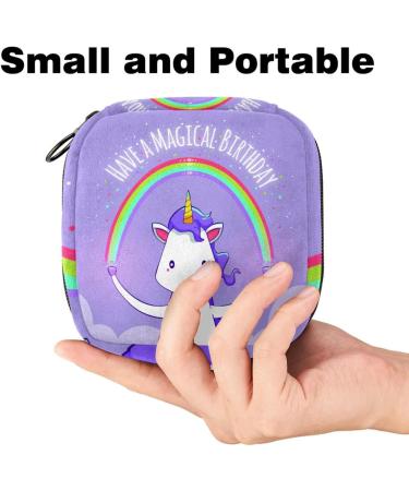 Portable Women's Binding-Storage Bags | Menstrual Cup Pocket & Tampon Insert for Teen Girls | Unicorn Rainbow Purple Design - Buy Online on GoSupps.com