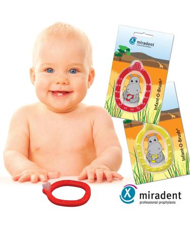 Miradent Infant-Obrush Learning Toothbrush - Super Soft Bristles Bite Ring & Safe Design for 3+ Months - Red - Buy Online on GoSupps.com