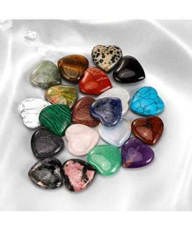 20PC Heart Crystal Gemstones Set - Natural Colorful Chakra Stones for Reiki & Energy Healing - Bulk Palm & Thumb Stones - Buy Online on GoSupps.com