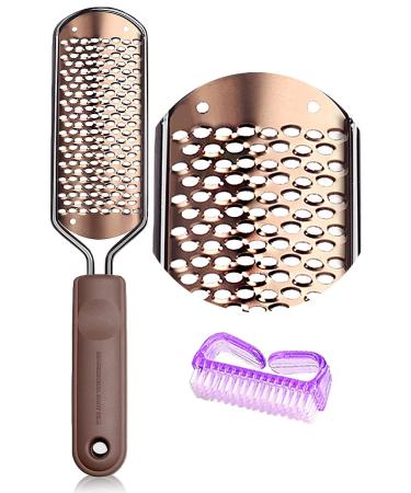 Pedicure Foot File Callus Remover - BTArtbox Large Foot Rasp Colossal Foot Scrubber Professional Stainless Steel Callus File for Wet and Dry Feet A-gold Coarse Foot File