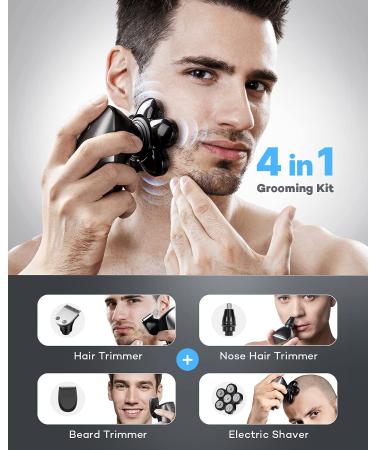 ATEEN 6D Rotary Head Shaver for Bald Men - Rechargeable Electric Razor with LED Display - Waterproof Grooming Kit (Red) - Buy Online on GoSupps.com