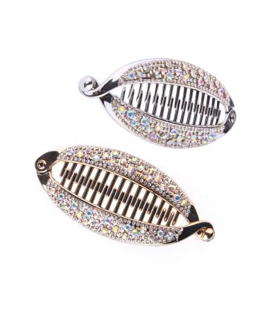 Lurrose 4-Piece Fashionable Banana Clamped Ponytail Holder - Strong Voltage Fish Shape Handle Bracket (Gold & Silver) - Buy Online on GoSupps.com