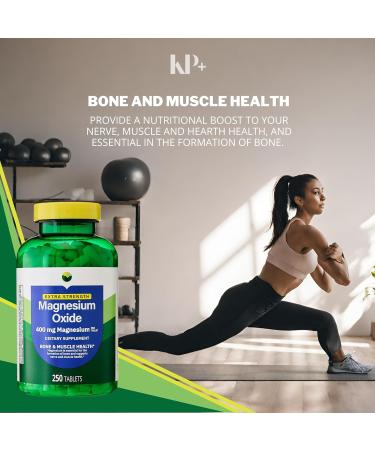 KP+ Magnesium Oxide 400 mg | 250 Tablets | Supports Bone Nerve & Muscle Health | Extra Strength Magnesium Supplement | Pack of 1 - Buy Online on GoSupps.com