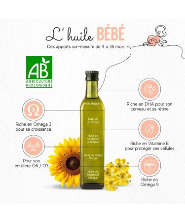 Lot of 6 QUINTESENS Baby Oils 250 ml - DHA Omega 3 6 & 9 and Vitamin E for Strong Development for Life - 100% French & Organic Production - Buy Online on GoSupps.com